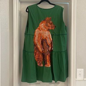 Queen of Sparkles Green Dress with Bear on back